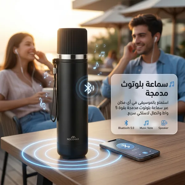 حافظة مشروبات Moog max الذكية مع سبيكر L
