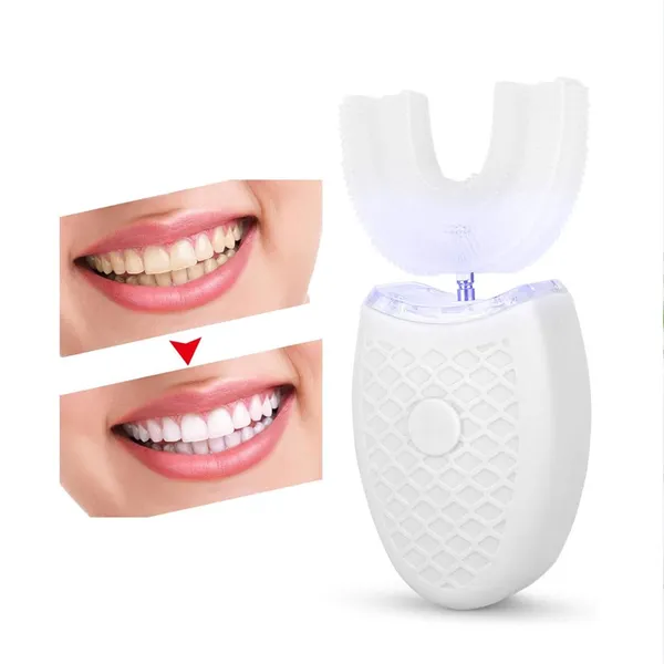 عرض 2 فرشاة أسنان سيليكون أوتوماتيكية 360 على شكل U