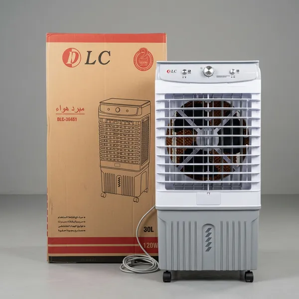مكيف صحراوي متنقل DLC سعة 30 لتر بضمان عامين (تبريد بالثلج + موفر للطاقة) 120 واط