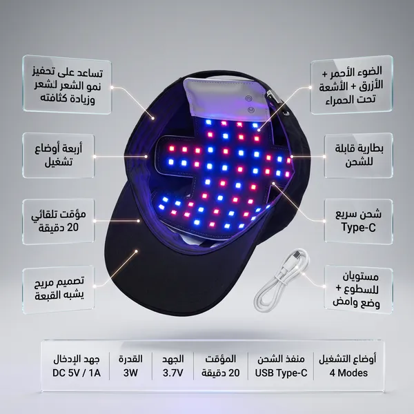 قبعة الضوء الأحمر لعلاج تساقط الشعر