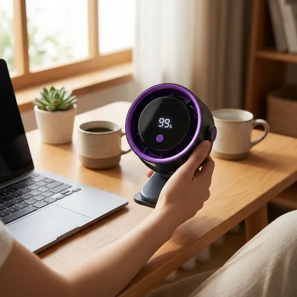 مروحة تبريد هواء مع مشبك للتعليق الجداري ( مزودة بشاشة LED - قابلة للتعديل وتعمل بمنفذ USB)