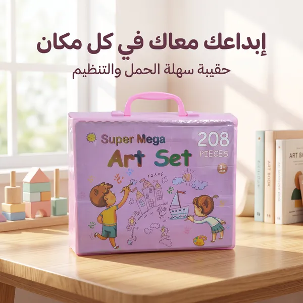 مجموعة أدوات فنية للأطفال مكونة من 208 قطع – مستلزمات رسم وتلوين وأعمال فنية يدوية