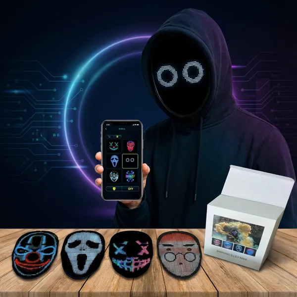قناع وجه LED قابل لإعادة الشحن وبرمجته بتقنية البلوتوث