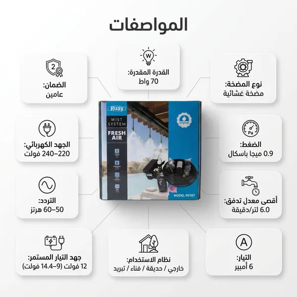 مجموعة رذاذ مع مضخة Ruay بضمان عامين