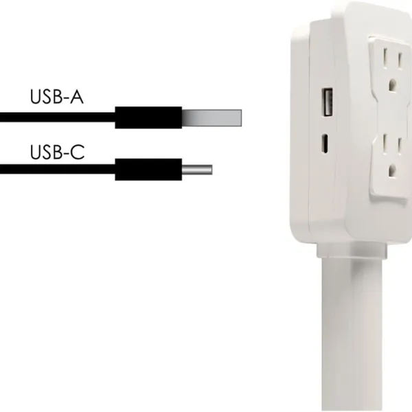 مشترك كهرباء قابل للتمدد والسحب مقبس كهرباء و USB يدور 180 درجة