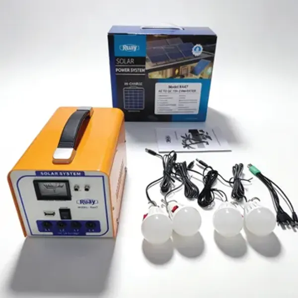 محطة طاقة شمسية محمولة مع 4 لمبات LED - الحل الأمثل للرحلات والطوارئ