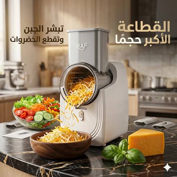 القطاعة الكهربائية الأكبر حجماً لتقطيع وبشر الجبن والخضروات والفواكة متعددة الإستخدامات بضمان عامين