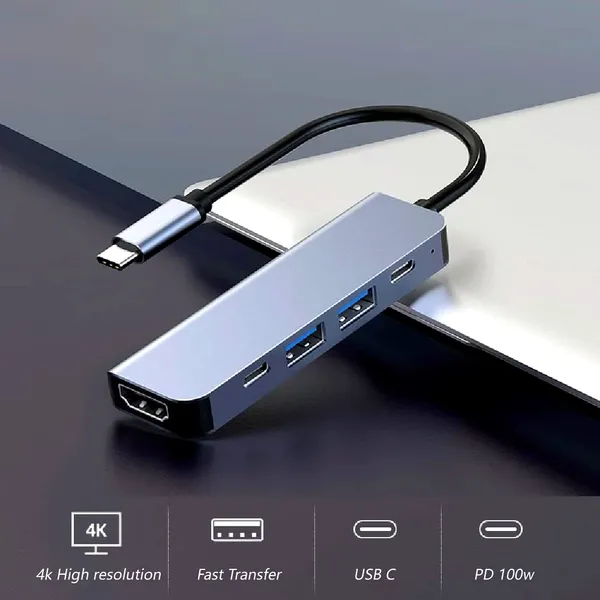 محول متعدد المنافذ (ناقل سريع - K4 HDMI-PD 100W - مداخل Type-c)
