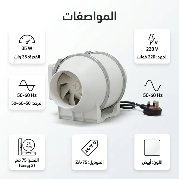 شفاط ومروحة متنقلة 2 في 1 ضمان عامين