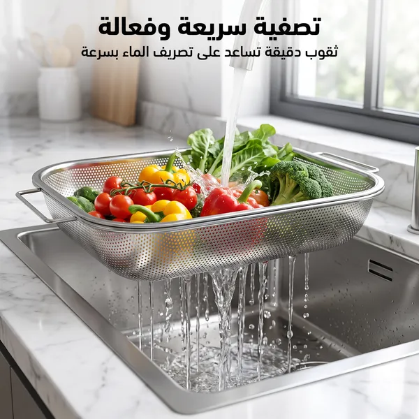 مصفاة ستانلس ستيل شبكية قابلة للتعديل والسحب للمجلى
