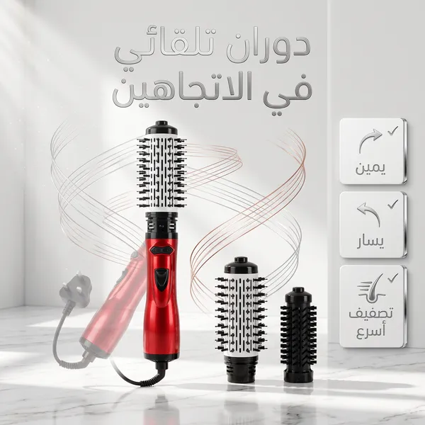 فرشاة تصفيف الشعر الدوارة - ضمان ١٢ شهر