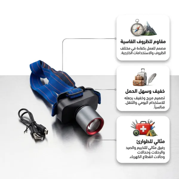 • مصباح رأسي للتخييم