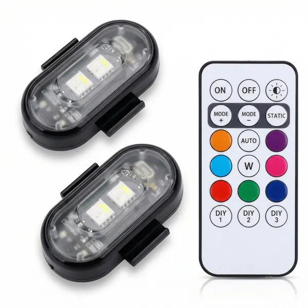 أضواء LED وميض لاسلكية مع جهاز تحكم عن بُعد قطعة واحدة