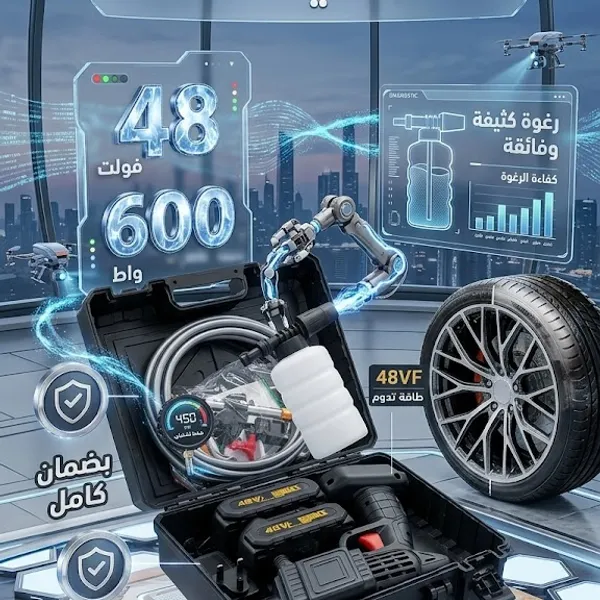مضخة غسيل وفوم لاسلكية Dr. DeWalt الذكية – بقوة 48 فولت و600 واط (شديدة التحمل مع بطاريتين وضمان عام)