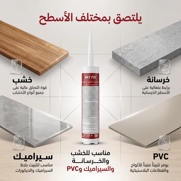 غراء تثبيت الالواح الديكور(بديل الشريط اللاصق الدابل فيس )