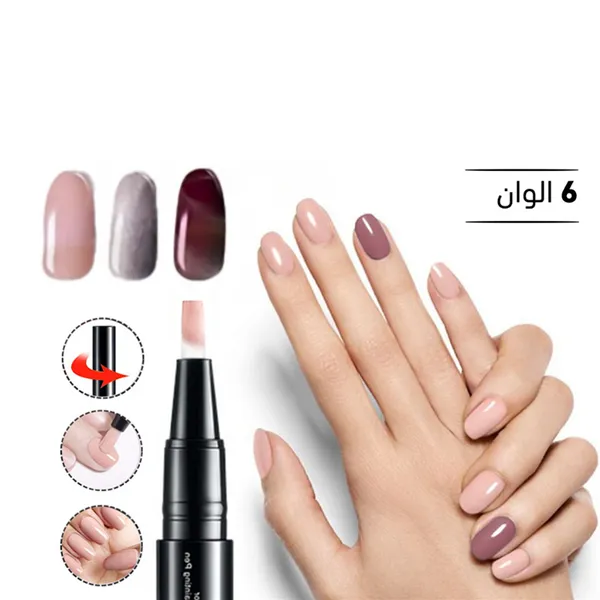 6 قطع من اقلام طلاء الاظافر جل 3 في 1 يدوم طويلا للنساء والفتيات