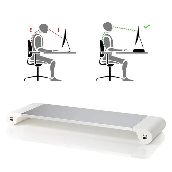 حامل لابتوب وكمبيوتر للمكتب مع 4 منافذ بيانات وشحن USB