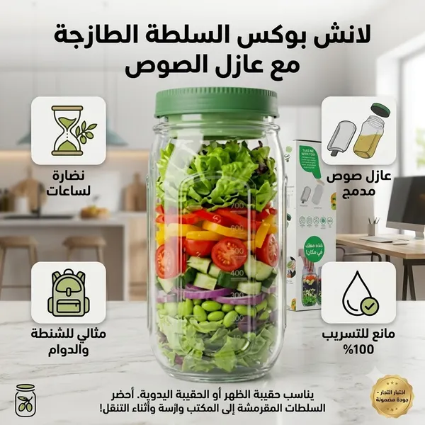 لانش بوكس السلطة الطازجة مع عازل الصوص