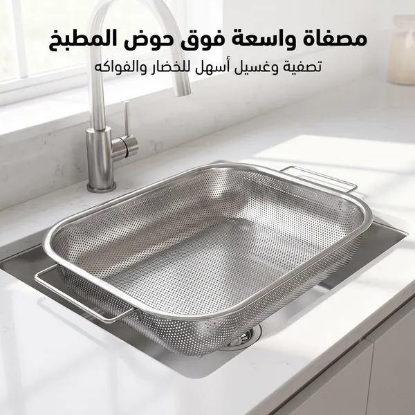 مصفاة ستانلس ستيل شبكية قابلة للتعديل والسحب للمجلى