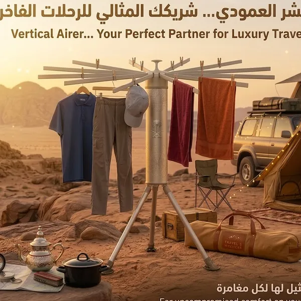 منشر وعلاقة ملابس عمودي بعدد 12 علاقه قابل للطي للمنزل والرحلات - مع حقيبة حمل