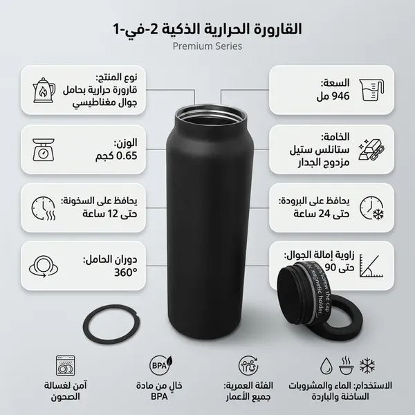 زجاجة مياه بحامل جوال مغناطيسي