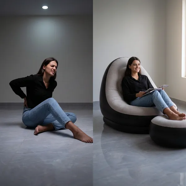 كنبة هوائية متنقلة مع مسند قدم