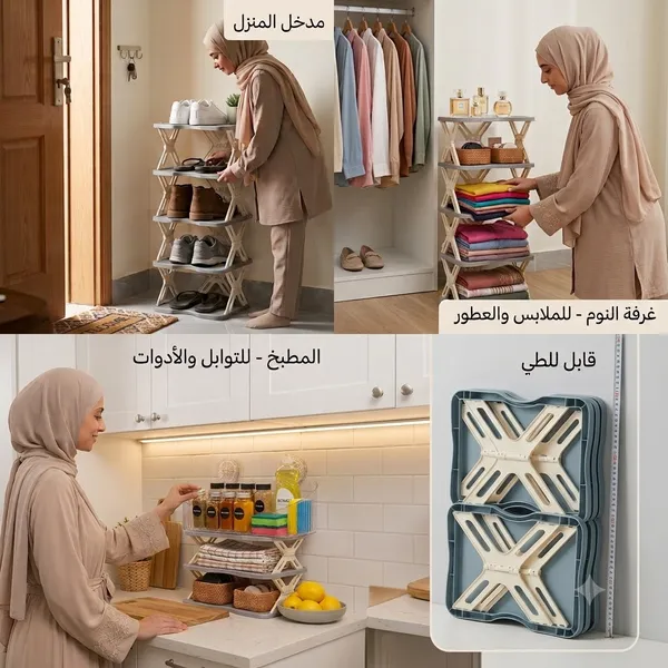 رف تخزين متعدد الوظائف للملابس والأحذية ومستلزمات غرفة النوم والمطبخ (بدون تركيب)