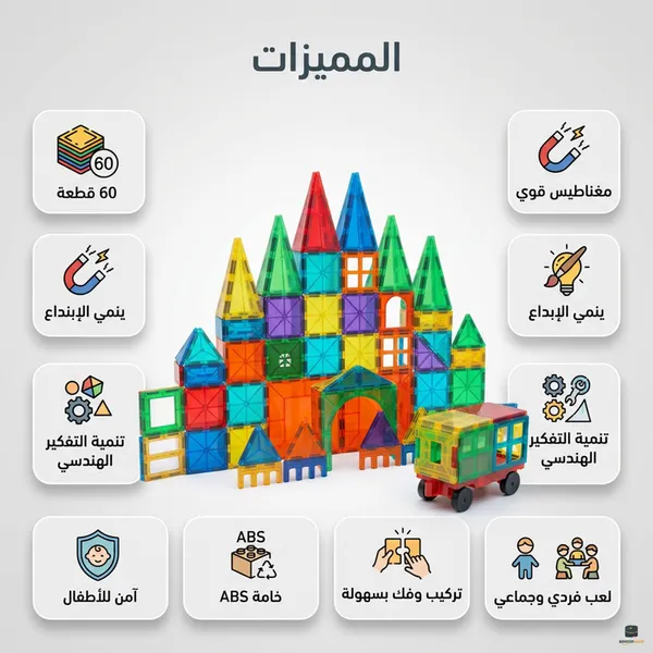 مكعبات ليجو مغناطيس 60 قطعة للأطفال