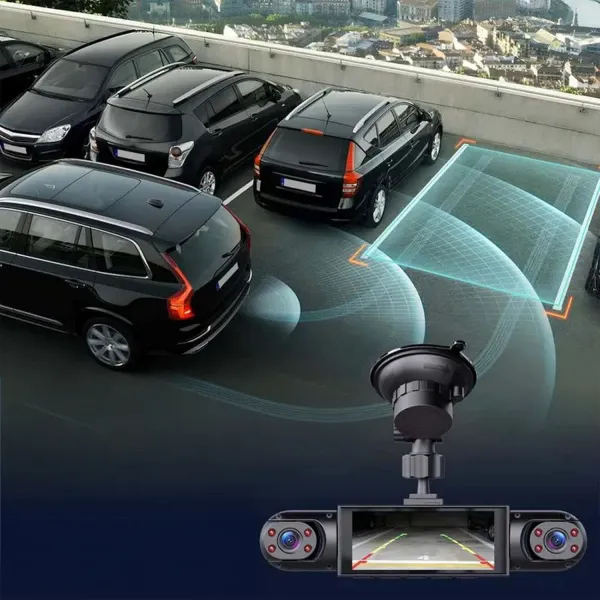 داش كام للسيارة 4 عدسات بدقة HD 1080P مزودة ببطارية قابلة للشحن مع واي فاي (WiFi) ورؤية ليلية - مقاومة للحرارة حتى 70° - سهلة التركيب بمقبس الولاعة (ضمان عامين)