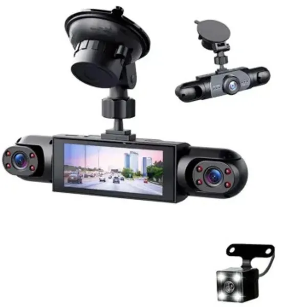داش كام للسيارة 4 قنوات بدقة HD 1080P مزودة ببطارية قابلة للشحن وبدون وايرات مع واي فاي (WiFi) (ضمان عامين)