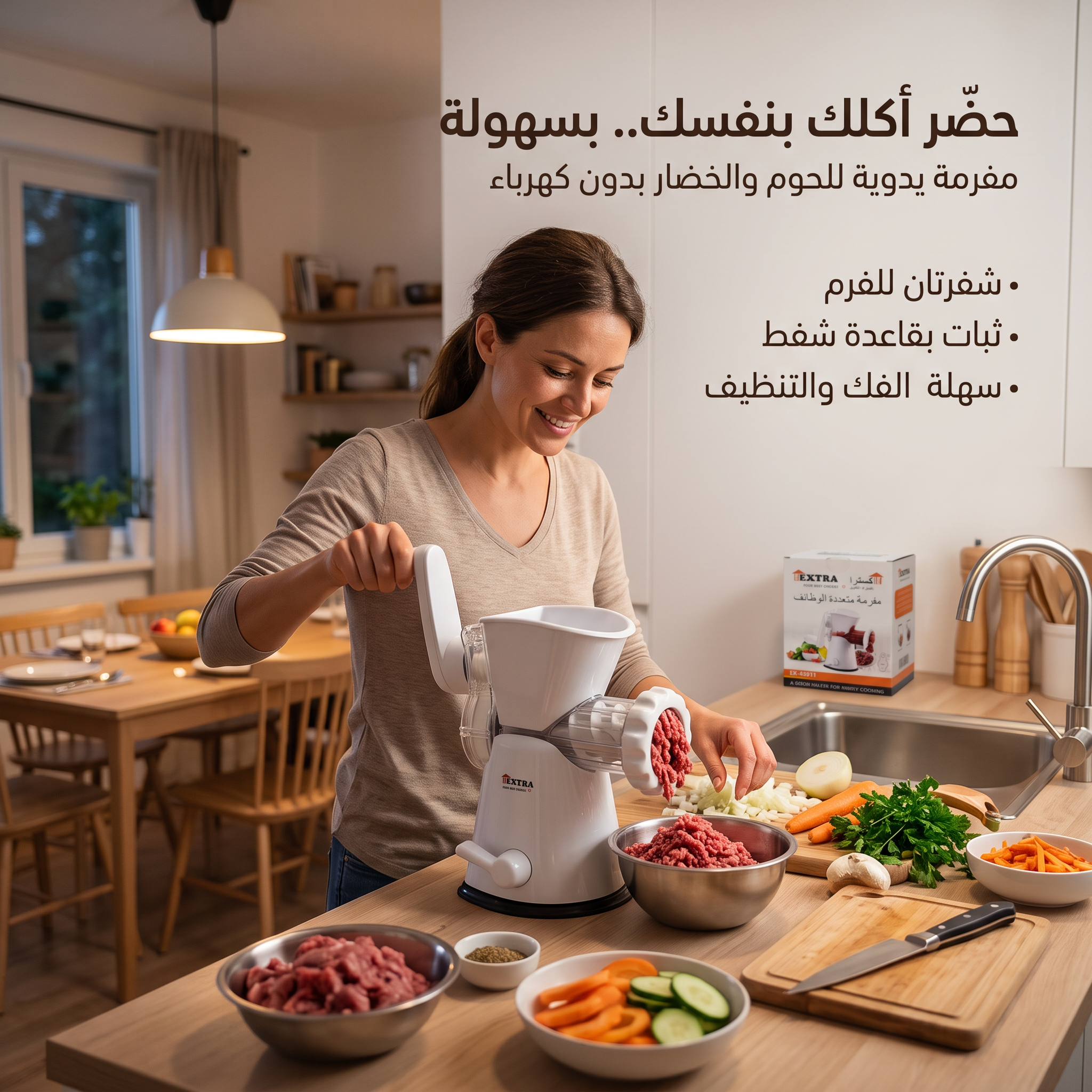 مفرمة اللحوم والخضار اليدوية الذكية