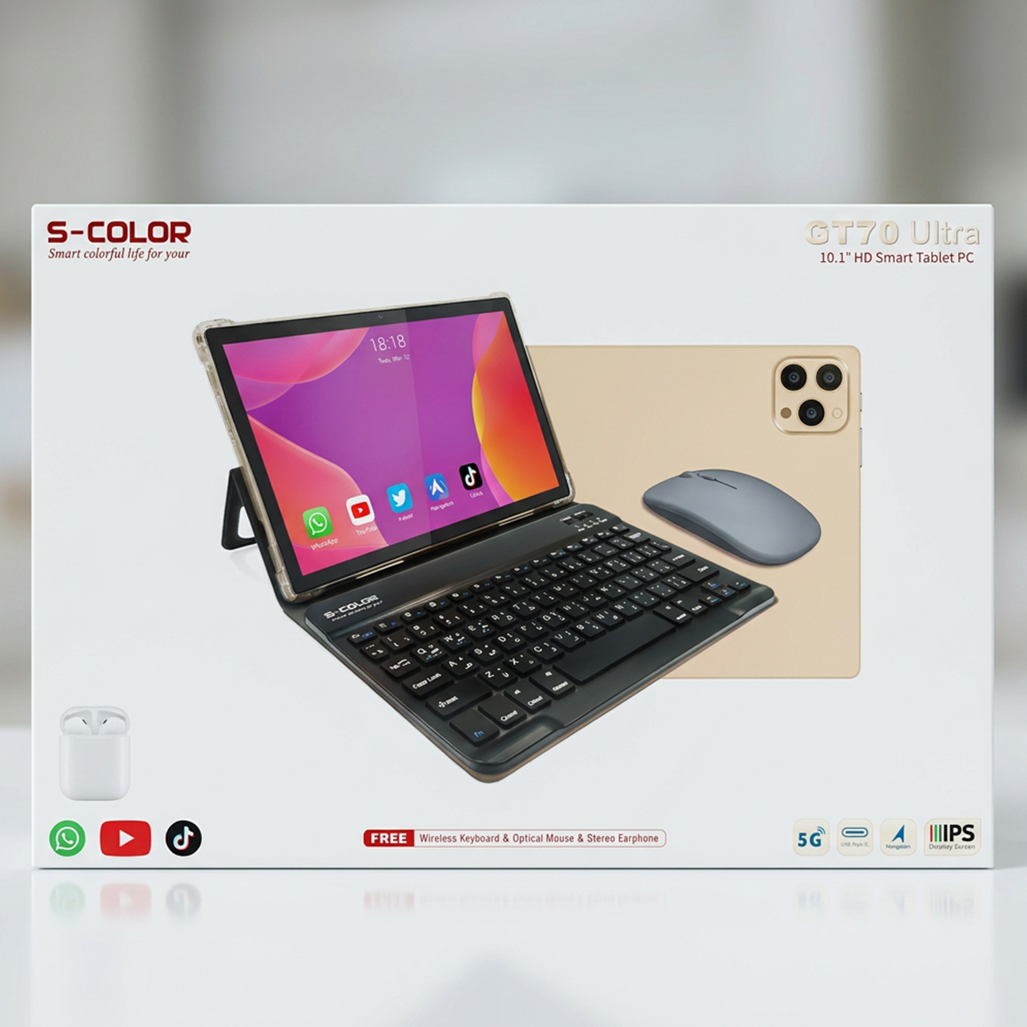 تابلت GT70 (ضمان عام ) بكيبورد و ماوس بلوتوث + مجموعة هدايا