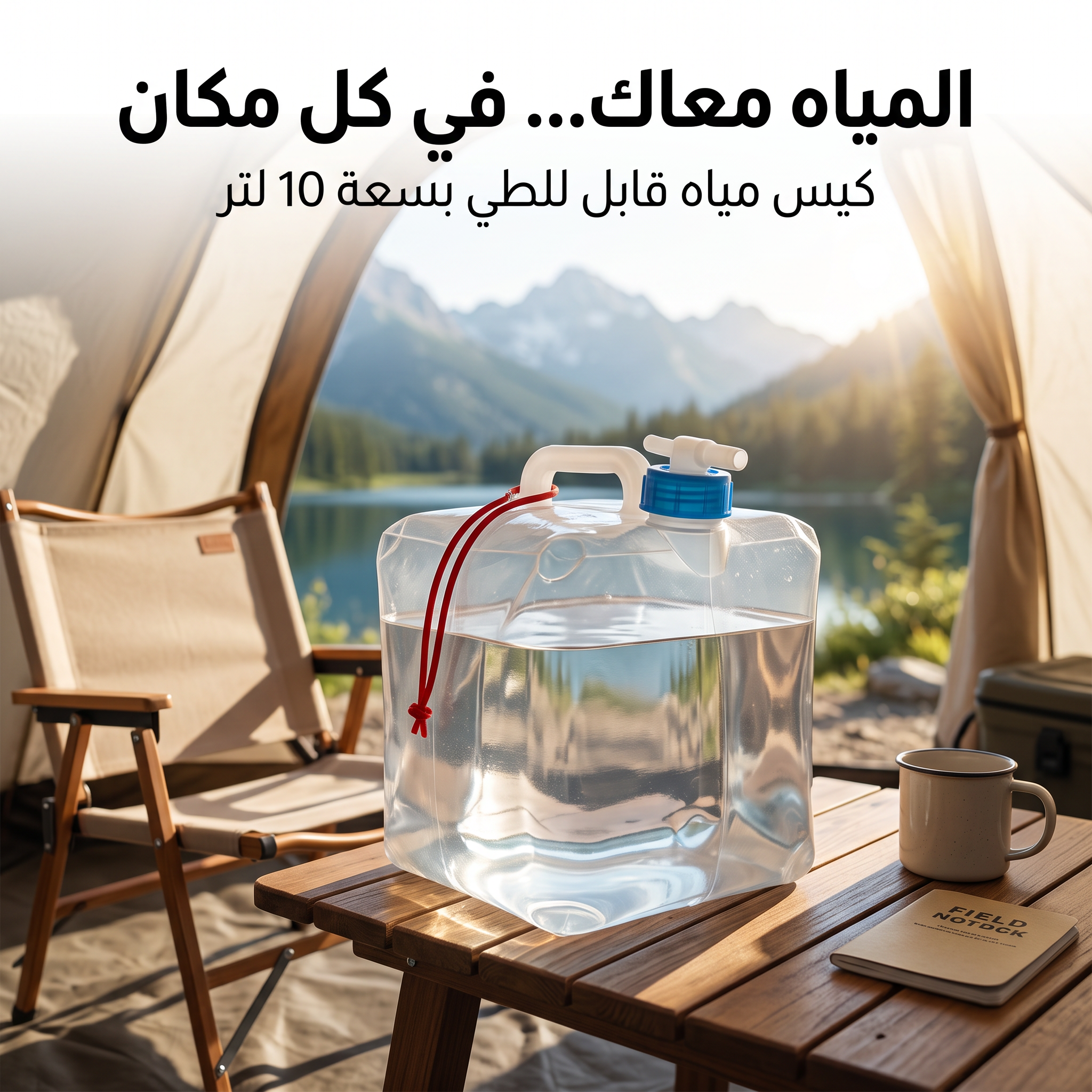 جيركن ماء مرن وقابل للطي ذكي مع محبس مياه (سعة 10 لتر).لطلعات والسفر والتخيم