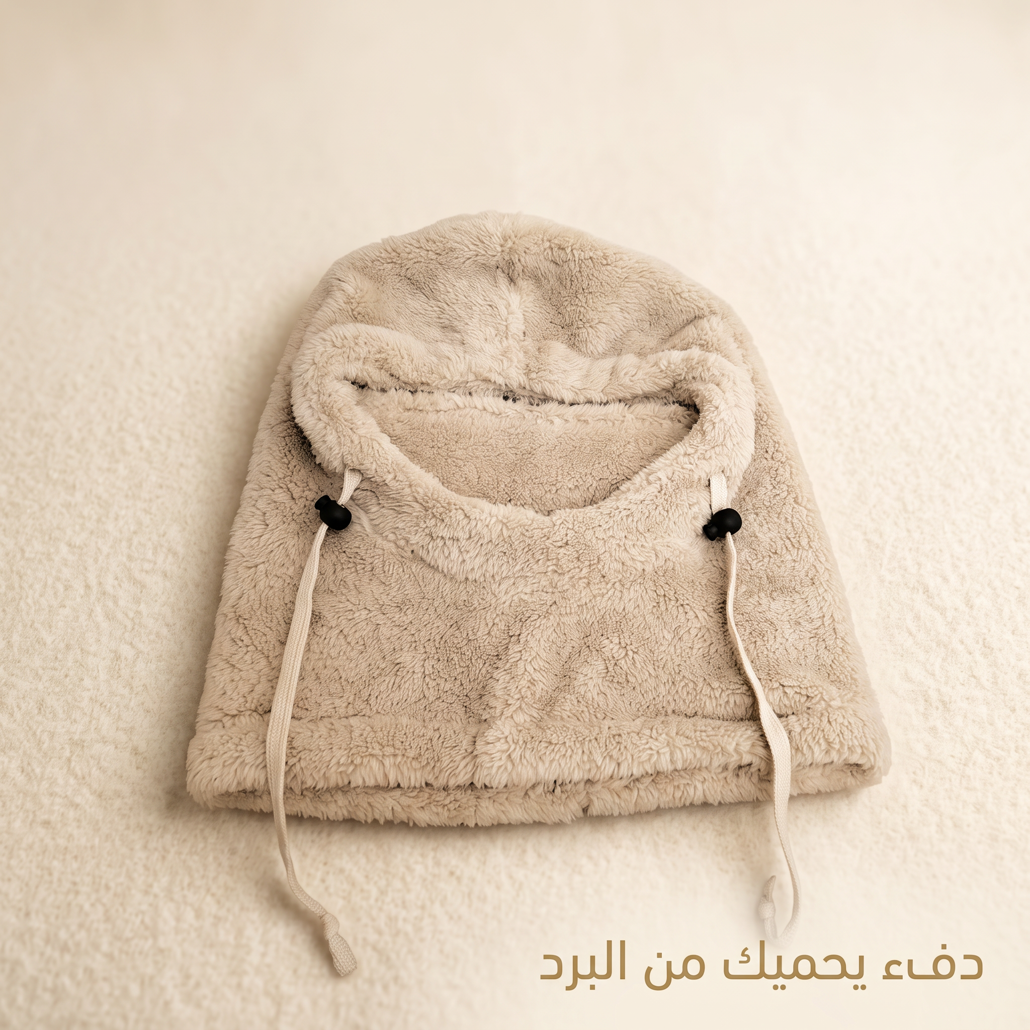 وشاح صوف بغطاء رأس، دافئ لفصل الشتاء للجنسين - لارج