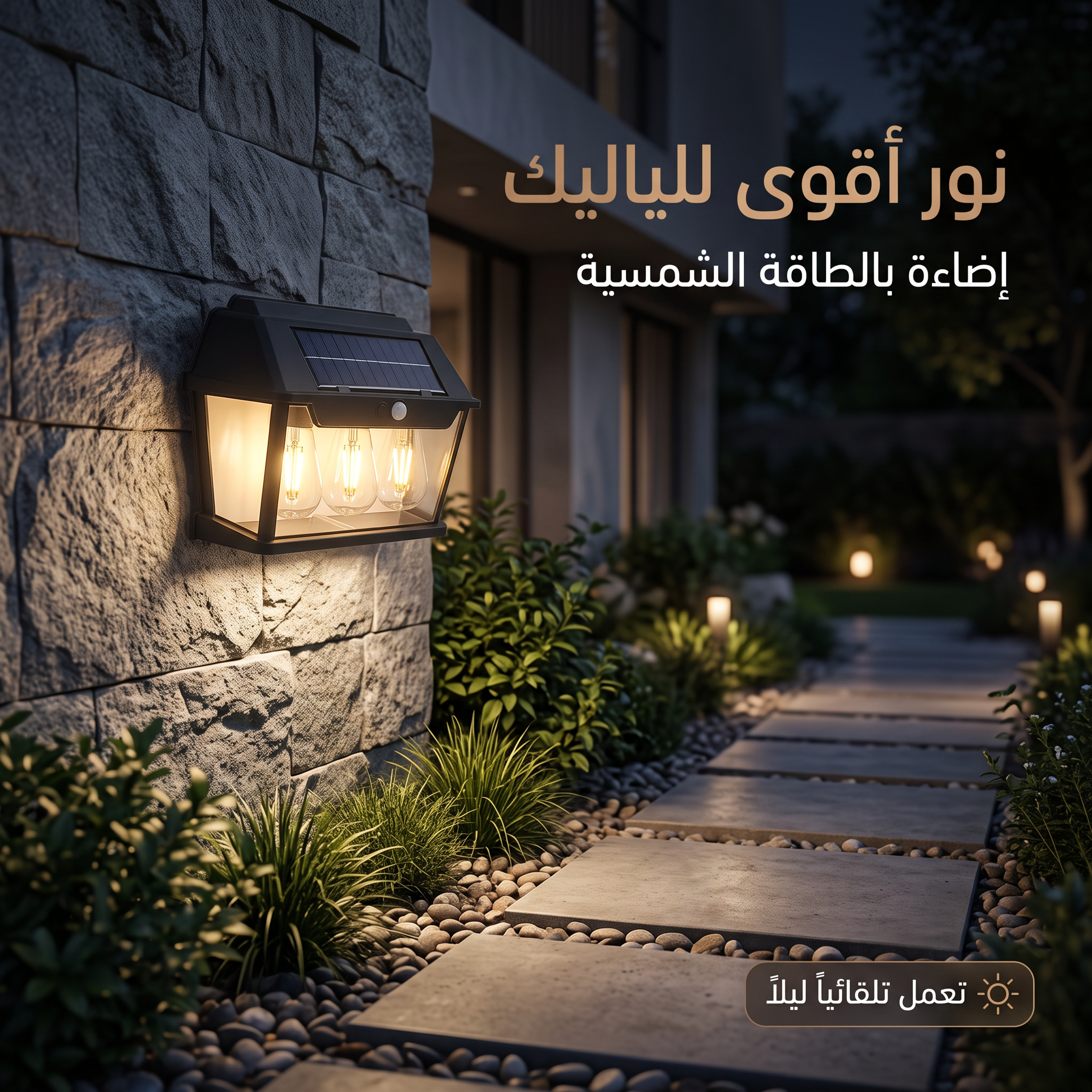 كشاف جداري بالطاقة الشمسية مع مستشعر حركة