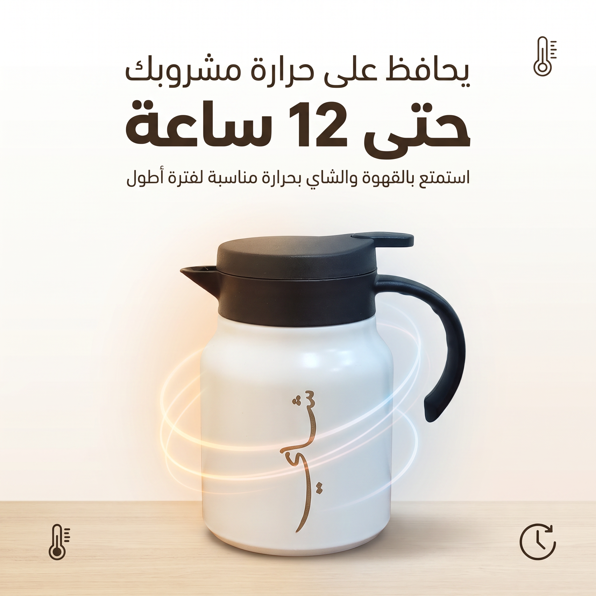 ترمس شاي وقهوة 1 لتر للرحلات والطلعات مع طقم فنجان 