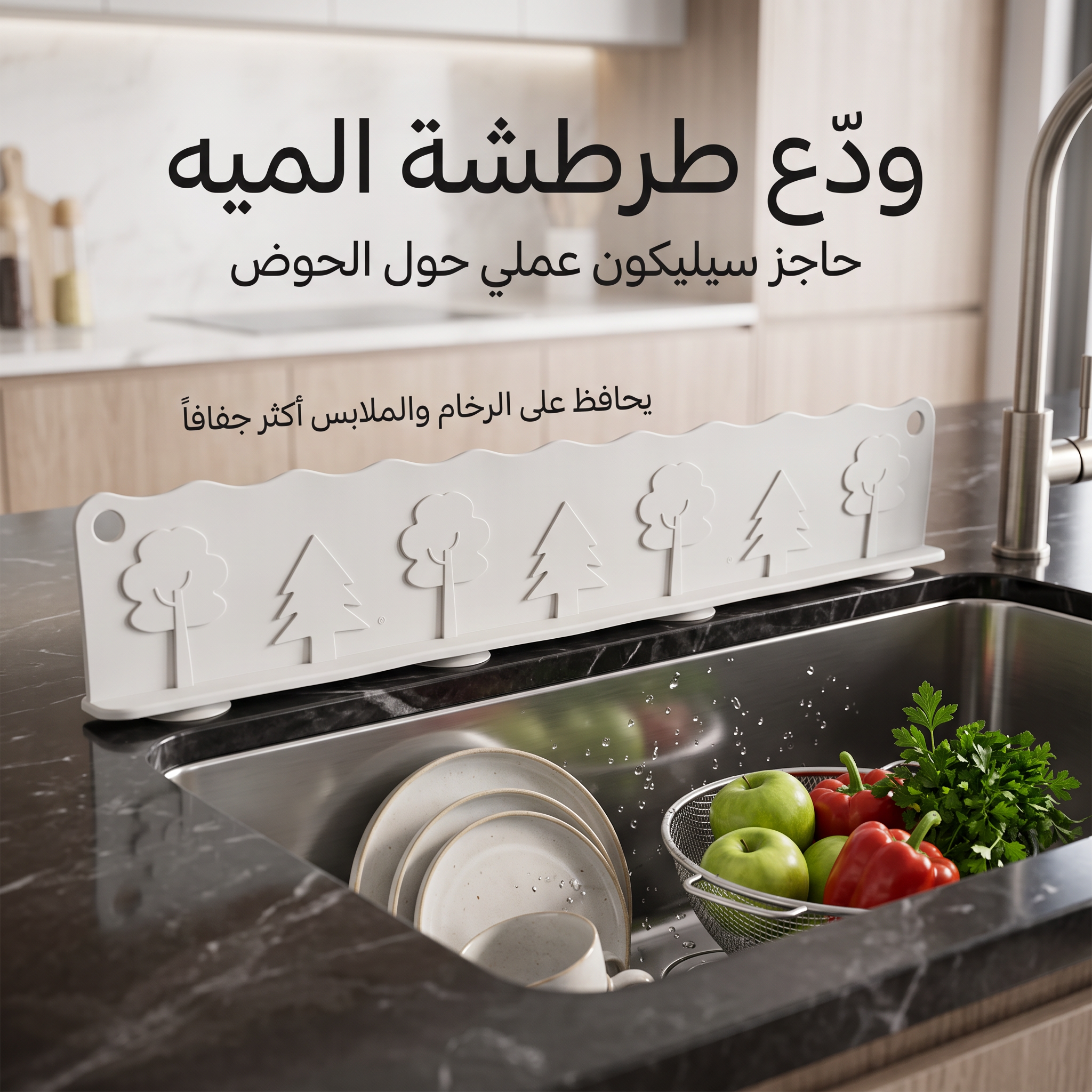 حاجز سيليكون مرن مانع لطرطشة وتناثر المياه حول المغسلة
