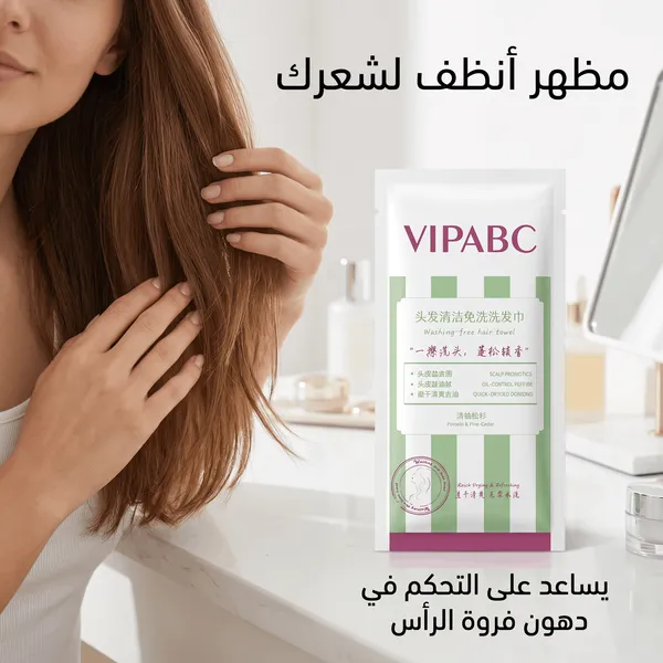مناشف تنظيف الشعر المحمولة بدون شطف - تتحكم في الزيوت، تزيد من كثافة الشعر وتزيل الروائح الكريهة - 4 قطع