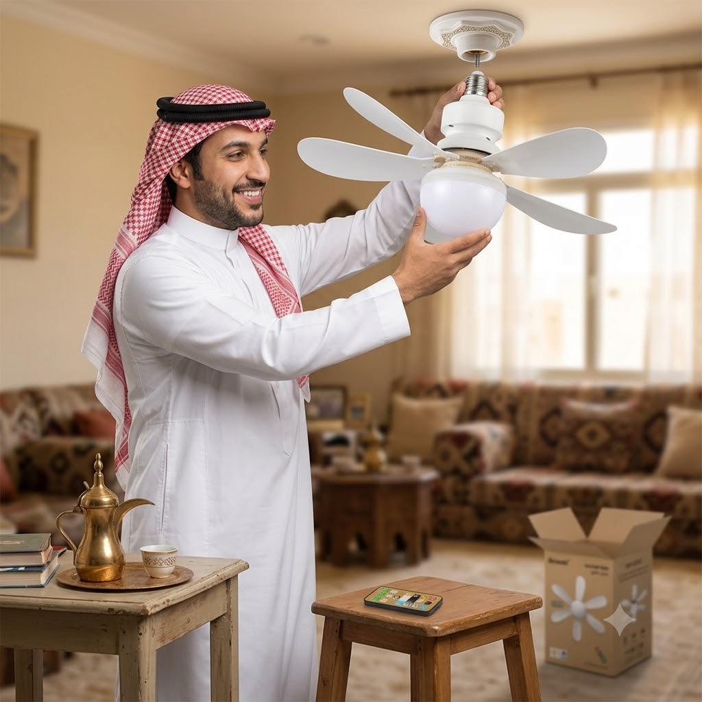 مروحة سقف بإضاءات متعددة وريموت كنترول للتحكم عن بعد