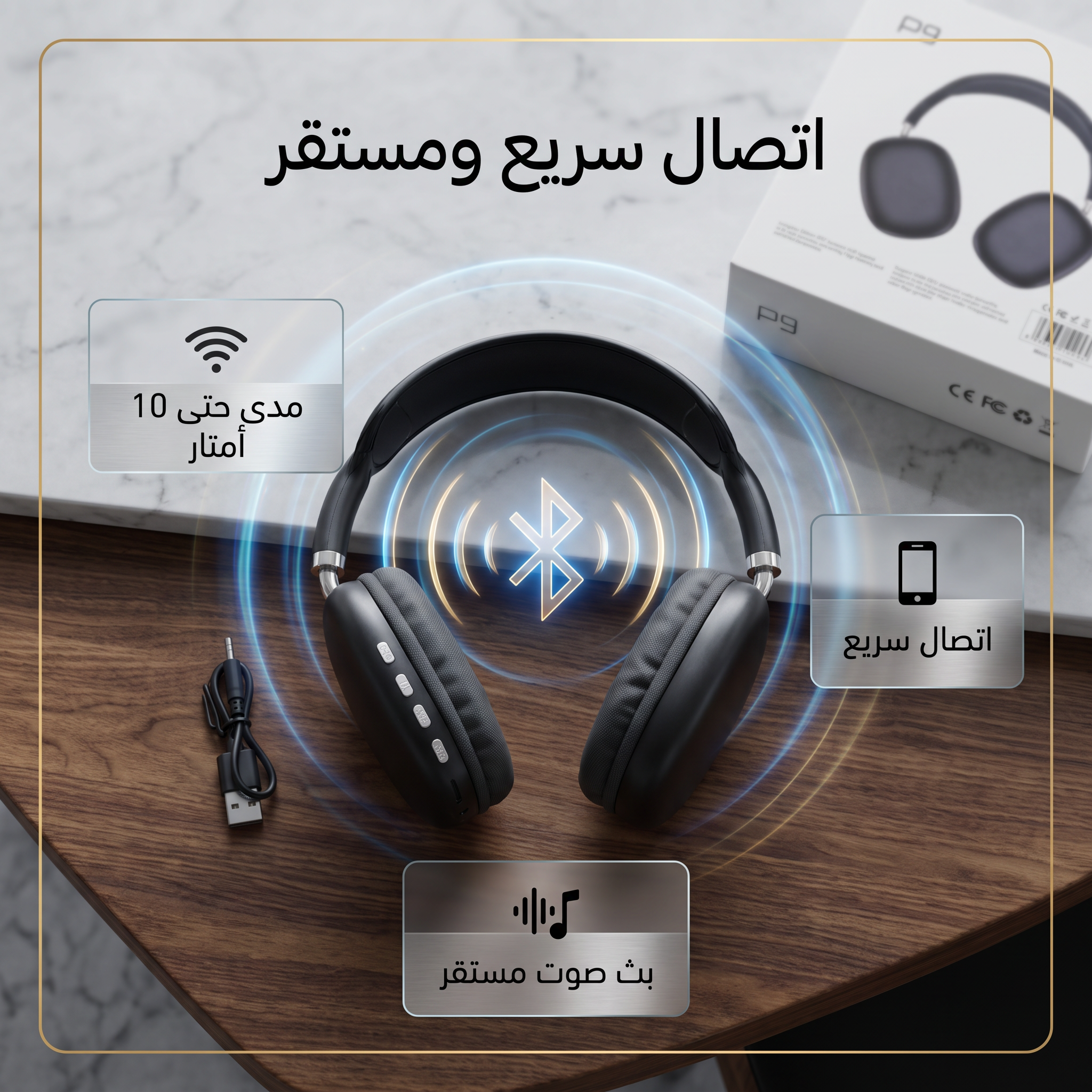 سماعة Headphone لاسلكية بعزل الضوضاء – تصميم قابل للطي