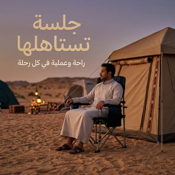كرسي كشتات ومخيمات قابل للطي مع حامل أكواب 