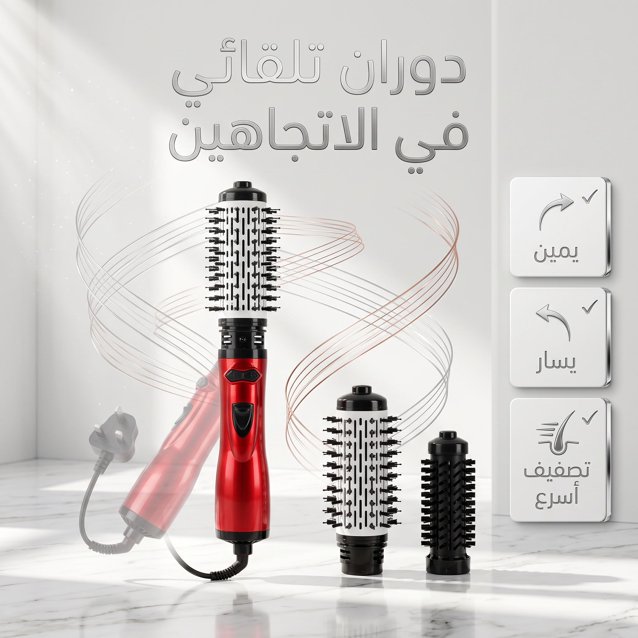 فرشاة تصفيف الشعر الدوارة - ضمان ١٢ شهر