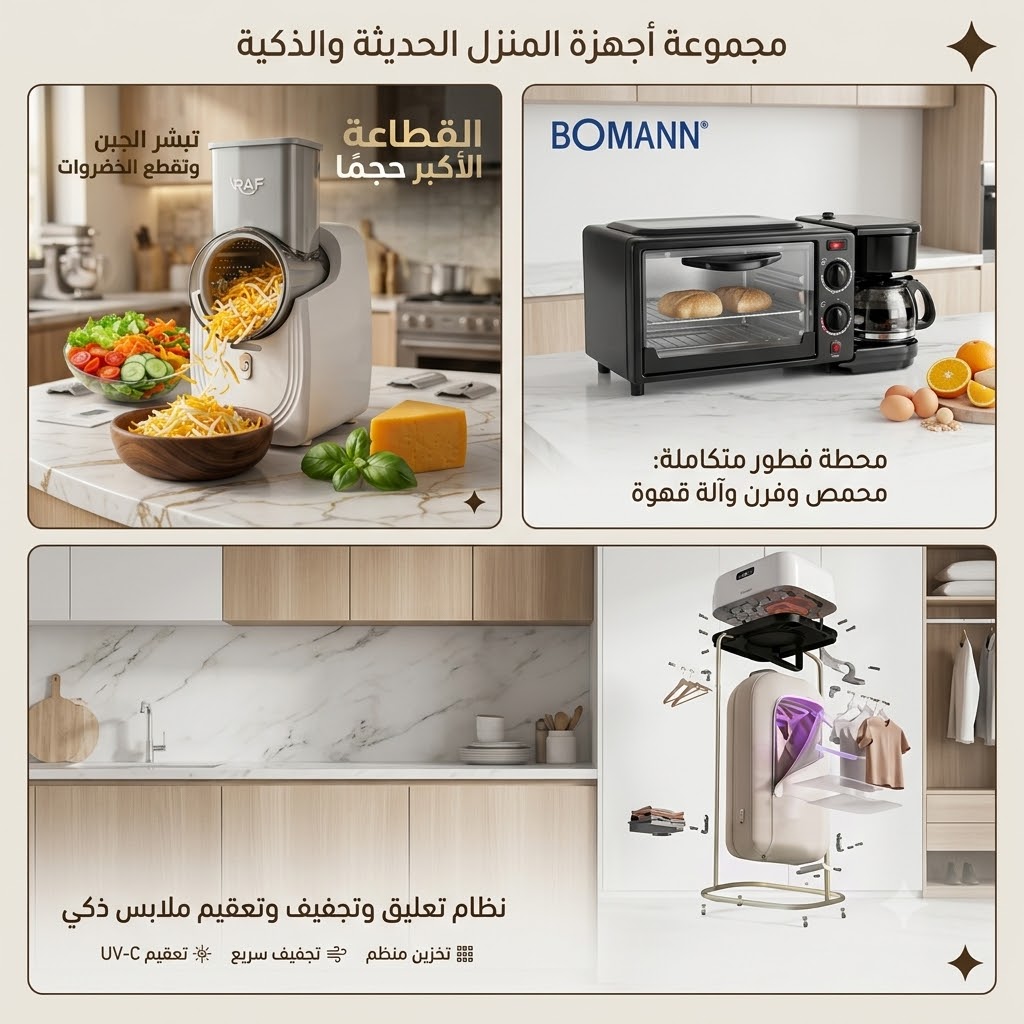 عرض ميكروويف وقلاية وصانعة قهوة  + مجفف ملابس السحري 2 في 1 بضمان عامين+القطاعة الكهربائية الأكبر حجماً لتقطيع وبشر الجبن والخضروات والفواكة متعددة الإستخدامات بضمان عامين