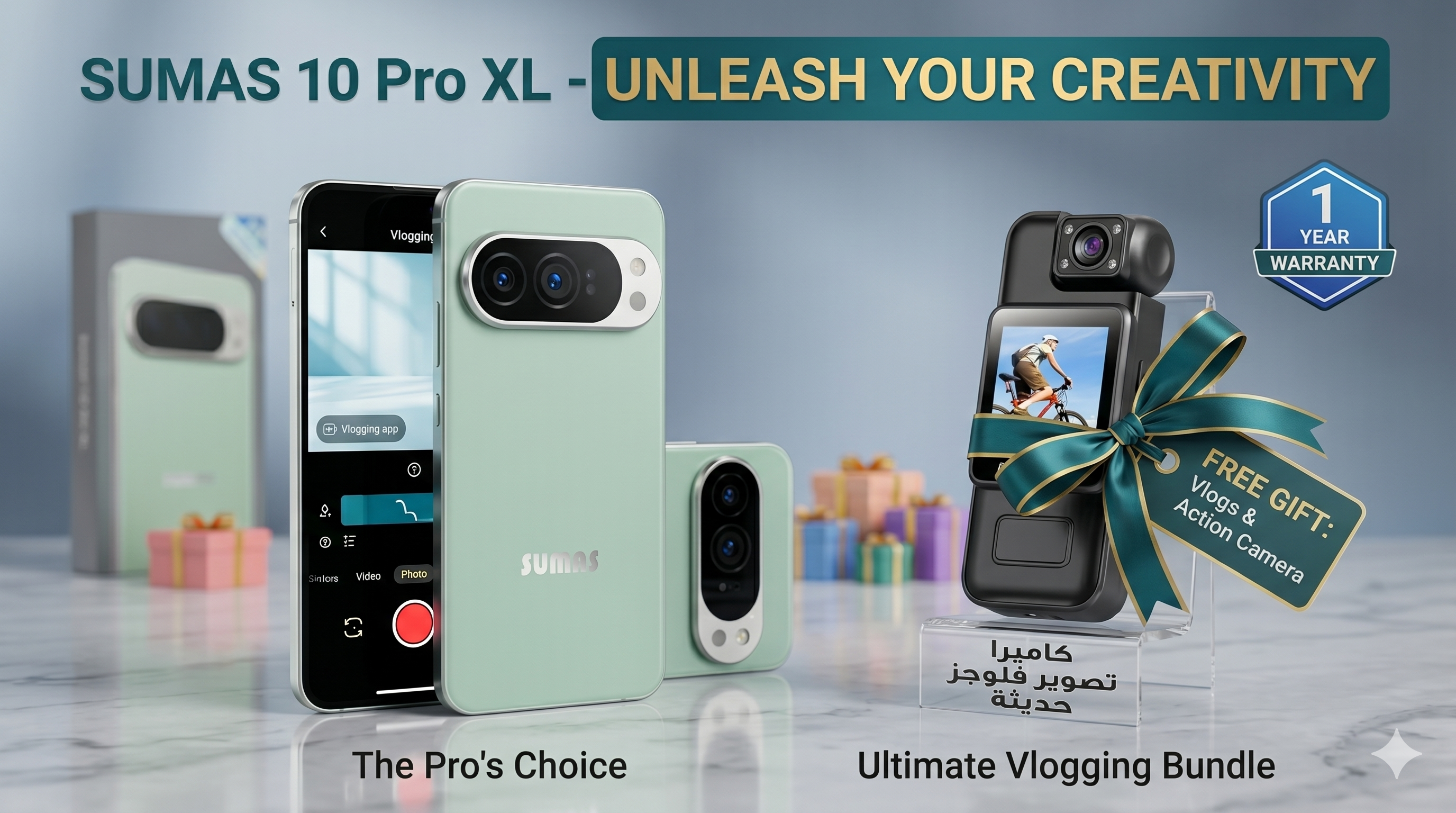  جوال pro xl 10 (ضمان عام ) +  كاميرا تصوير فلوجز4K