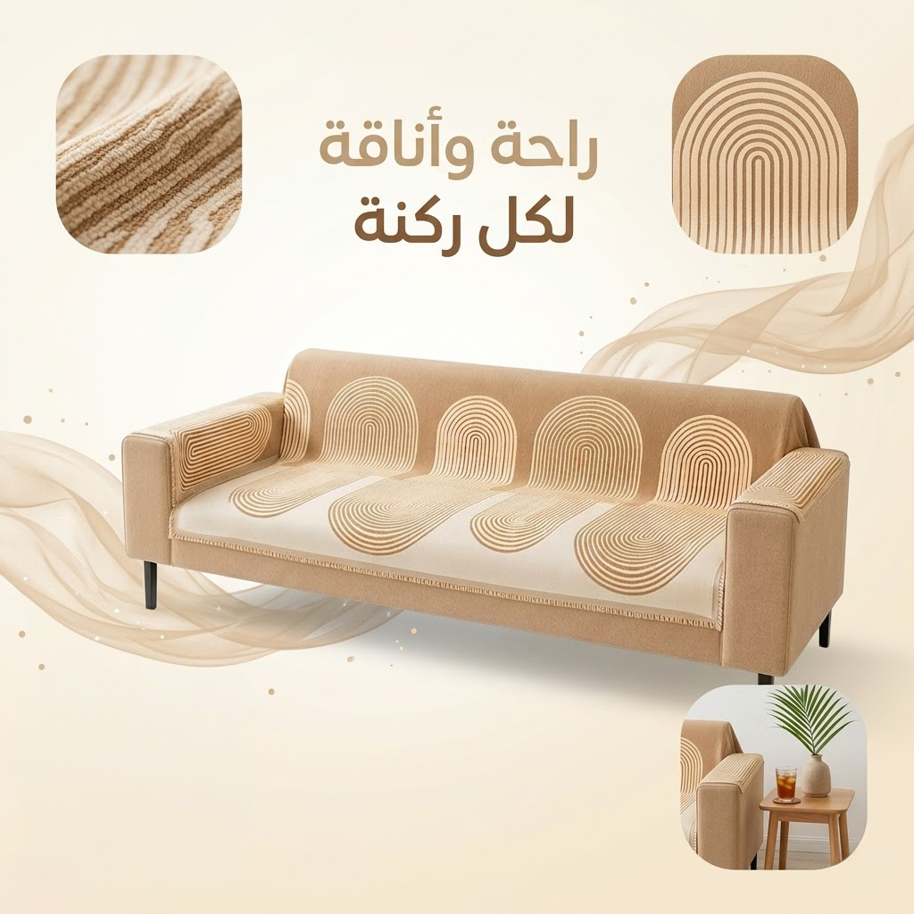 مفرش كورنر صيفي بوهيمي بيج (150×250 سم)