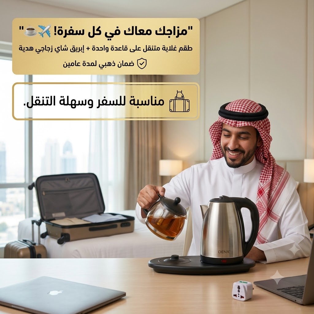 غلاية شاي DENX DX1788 مع إبريق زجاجي 2 لتر