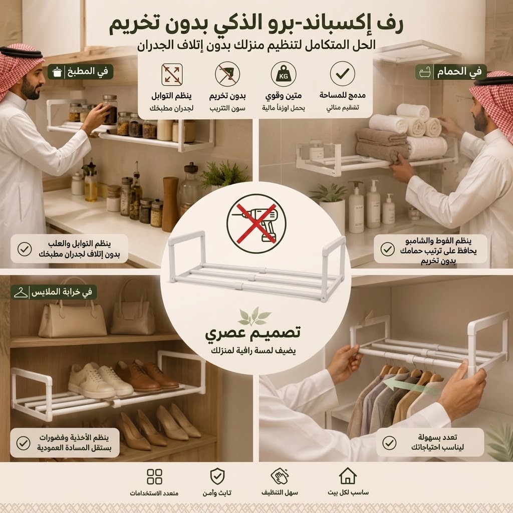 رف على كيفك المتمدد (بدون تخريم)