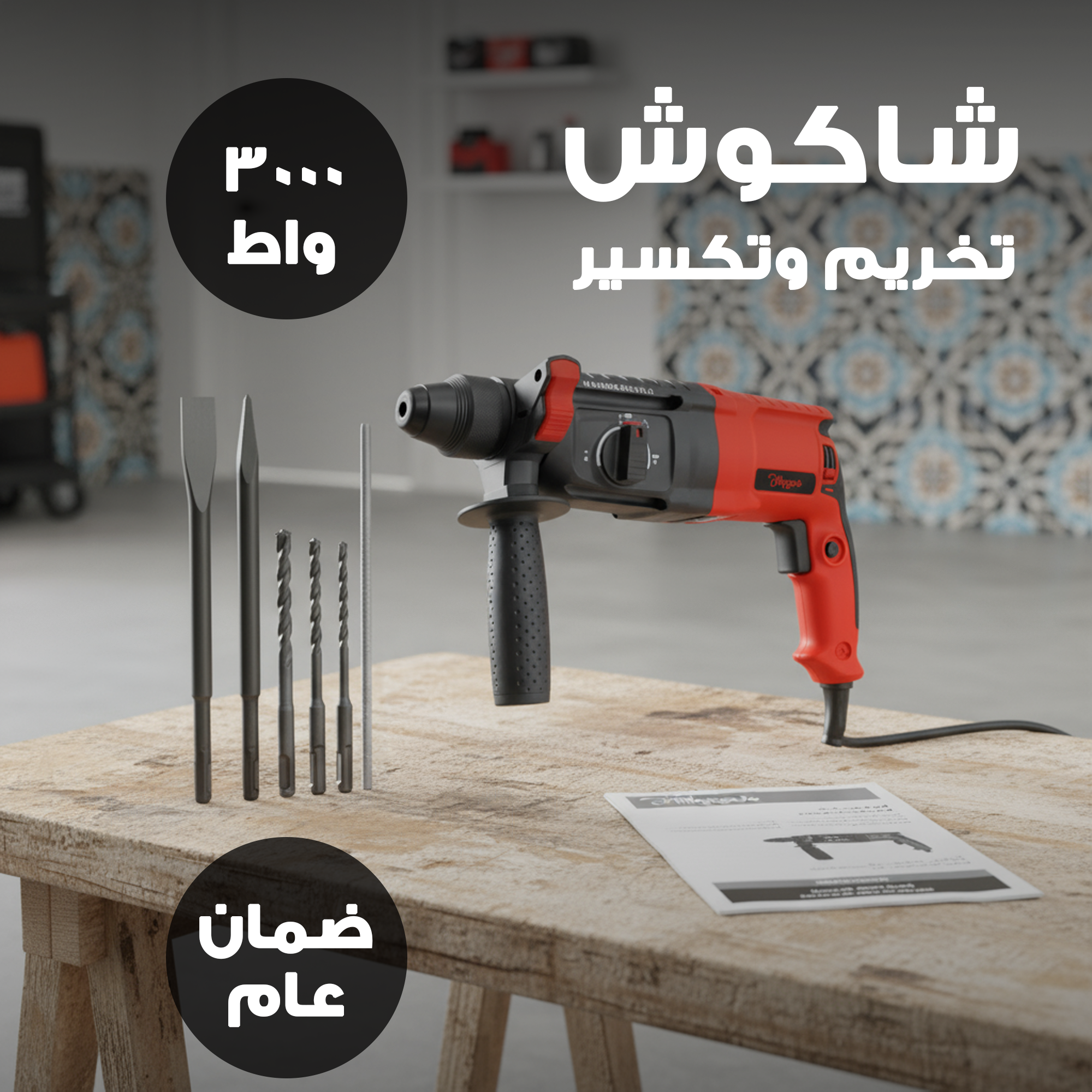 شاكوش تخريم وتكسير كهربائي – 3000 واط بضمان عام