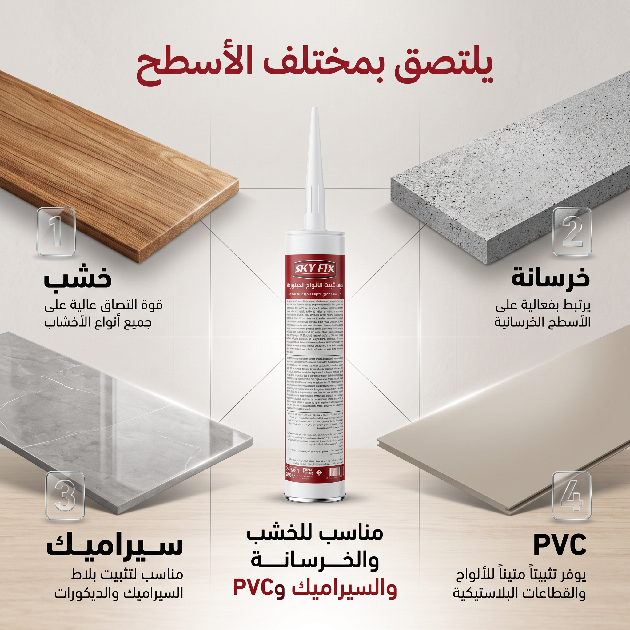 غراء تثبيت الالواح الديكور(بديل الشريط اللاصق الدابل فيس )
