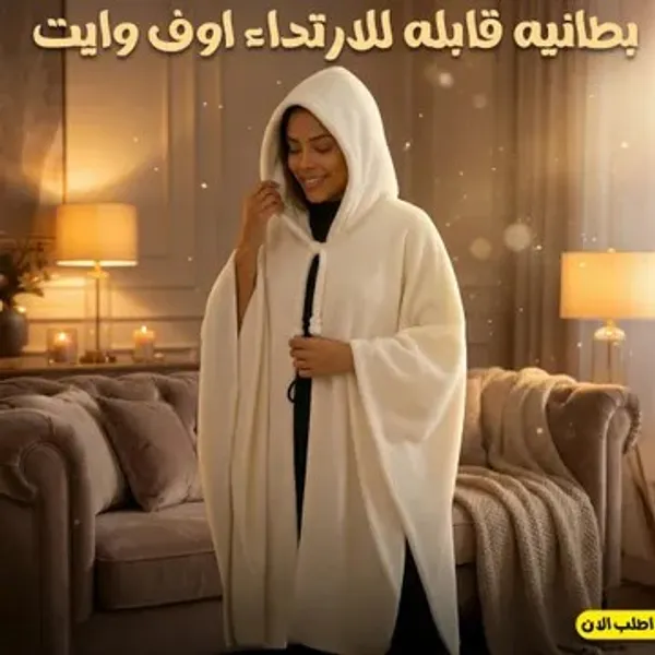  دفاية محمولة ووناسة 1500 Watt + بطانيه قابله للارتداء اوف وايت